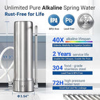 LCF Alkaline Countertop Water Filter, 𝐒𝐢𝐥𝐯𝐞𝐫 𝐈𝐨𝐧𝐬 Enhanced 6-Stage Stainless Steel Water Filter for Sink Faucet, Reduces Heavy Metals, Bad Taste & 99% Chlorine, 16,000 Gallons(2 Filters)