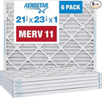 Aerostar 21.5x23.5x1 MERV 11-6 Count - Pleated Furnace & Air Conditioner Filters - Removes Dust, Cold & Flu Germs, Lint, Mold, Pet Dander, Allergy-Causing Pollen, Smog & Smoke