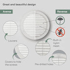 Vent Systems 6" Inch (Opening Dimensions) - Pack of 5 - White Soffit Vent Cover - Plastic Round Air Vent Grille - Built-in Mesh Screen - HVAC Register Louver for Bathroom, Home, Kitchen