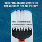 U.S. Pool Supply Cartridge Pool Filter Cleaner Tool - Spa Filter Cleaner for Hot Tub Pool, Water Jet Spray Comb Cleaning Wand, Clean Dirty Cartridges, Removes Dirt Debris, Garden Hose Connector