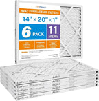 LotFancy 14x20x1 Air Filter MERV 11 6-Pack, Electrostatic Pleated AC Furnace Air Filter, Captures Dust, Smog & Pet Dander, Actual Size: 13.75"x19.75"x0.75"