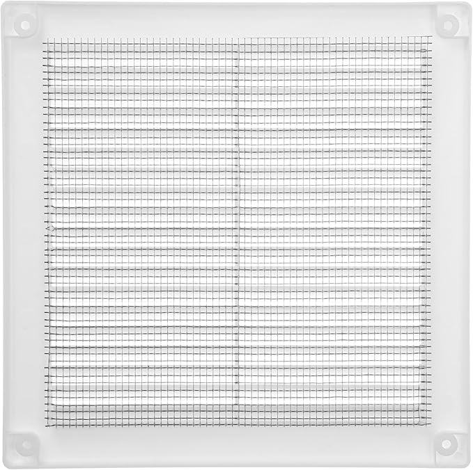 Vent Systems 4.5" x 4.5" Inch (Opening Dimensions) Plastic White Soffit Vent Cover - Flat Square Air Vent Grille - Air Vent Deflector - HVAC 6" x 6" Inch (Overall Dimensions)