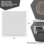 4 Pack 12x12 Inch Wire Mesh, 20 Mesh Stainless Steel Mesh, Never Rust Sturdy Metal Mesh Screen for DIY Projects, Vent, Cage, Garden, Window Screen, Filter Mesh