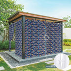 Fish Outdoor Curtains for Patio Vintage National Wind Fish Blue Waterproof Outside Curtains with Grommet Top Weatherproof Curtain for Cabana Pergola Gazebo, 1 Panel, 54" W x 108" L
