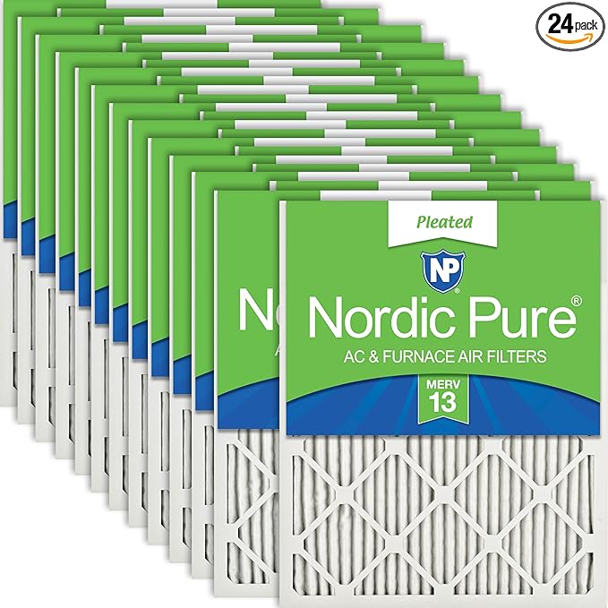 Nordic Pure 20x25x1 (Actual Size: 19 1/2 x 24 1/2 x 3/4) Pleated MERV 13 Air Filters 24 Pack