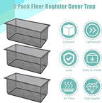 6PCS Floor Register Cover Trap 4"x10", Mesh Floor Vent Screen Net with Frame, Air Vent Filter Mesh Catcher for Hair Debris (4 x 10 Inch)