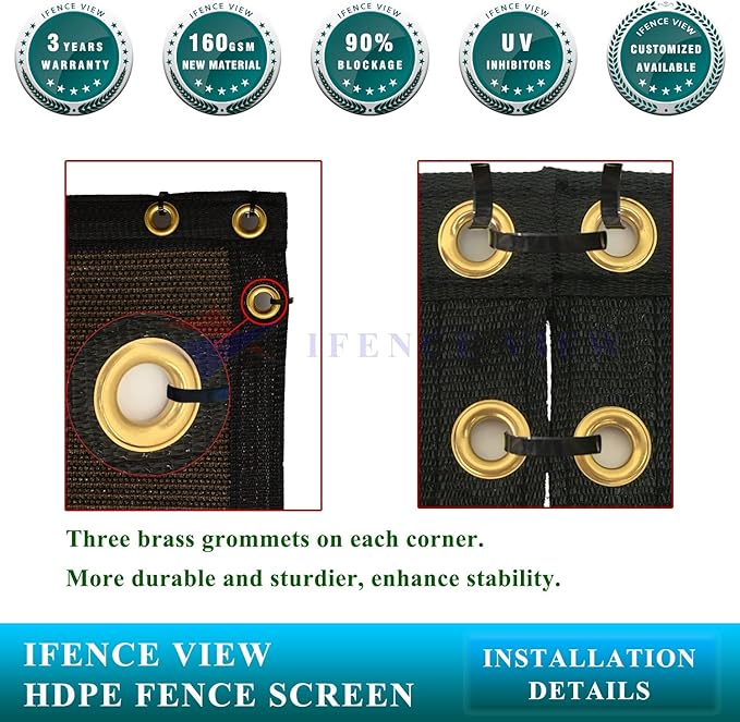 Ifenceview 6'x3' to 6'x50' Brown Shade Cloth/Fence Privacy Screen Fabric Mesh Net for Construction Site, Yard, Driveway, Garden, Railing, Canopy, Awning 160 GSM UV Protection (6' x 37')