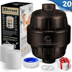 AquaHomeGroup 20 Stage Shower Head Filter with Vitamin C E A for Hard Water - High Output Filters to Remove Chlorine and Fluoride - 2 Cartridges Included - Consistent Flow Showerhead Filter