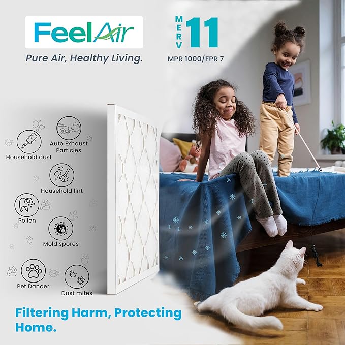 16x20x1 Air Filter – 6 Pack, MERV 11 Pleated HVAC & Furnace Filter, Electrostatic Mechanical Filtration (Actual Size 15.50 x 19.50 x 0.75)