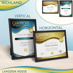 Langdon House 8.5x11 Certificate Frames Set (Black, 6 Pack) Distinguished Edging for Classic Style, Richland Collection