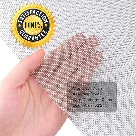 Valchoose 1 Piece Woven 304 Stainless Steel Mesh 14.6" X11.4" (372X292mm), Easy to Cut Metal Screen Mesh, Hard & Never Rust Wire Screen Mesh, Heat Resisting Used for Vent BBQ Filters Window DIY