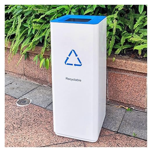 GLigeT Outdoor Trash can White Combined Trash Can Large-Capacity Square Sorting Trash Can Outdoor Direct Throw Trash Can Without Cover, Anti-Fingerprint Technology 48L Trash Can (Size : B)