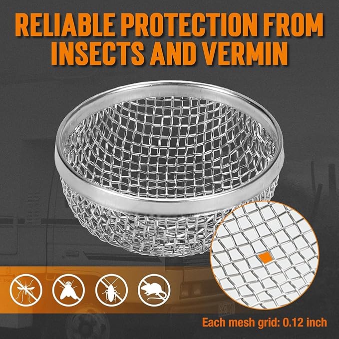TONDA RV Furnace Vent Screen, Bug Screens Heater Vent Cover for Camper with Installation Tool and Silicone Rubber, 2.8 x 1.3 Inch, 4 Pack