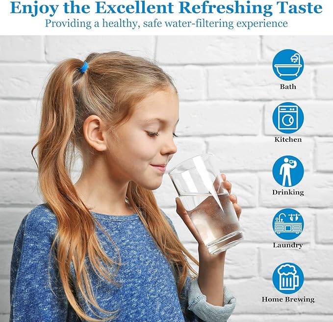 50 Micron 20-Inch Heavy Duty Whole House Water Filter Replacement Cartridge, Pleated Sediment Water Filters 4.5" x 20" for Well Water, Compatible with ECP5-20BB, R30-20BB, SPC-45-2050, 6 Pack