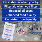 MirOil P46C Fry Powder Oil Stabilizer and Filter Aid, 46 x Size C Portion Pack(160ML Each) Fry Powder, Food Centers Cook Hotter, Deep Fryer Cooking Oil Saver Helps Save Grease & Remove Carbon Deposits