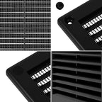 Repa Market 6 x 6 Inch (Outer) Black Square Air Vent Cover - Pack of 2 Plastic Fresh Air Intake Vent - AC Cover with Nylon Mesh Screen, Wall, Ceiling HVAC Return Air Register, Modern Soffit Vents