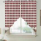 Swag Curtain Valances for Kitchen Windows,Farm Barn Western Star on Vintage Short Rod Pocket Window Valance,Red Buffalo Plaid Swag Topper for Bedroom Living Room,2 Panels 36x36in