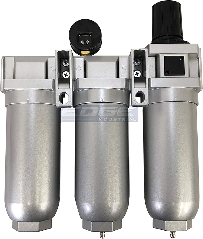 SUPER HEAVY DUTY HIGH FLOW AIR FILTRATION SYSTEM, 2 STAGE PARTICULATE FILTER PLUS OIL REMOVING COALESCING FILTER COMBINATION (1/2" NPT, MANUAL DRAIN)