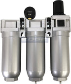 SUPER HEAVY DUTY HIGH FLOW AIR FILTRATION SYSTEM, 2 STAGE PARTICULATE FILTER PLUS OIL REMOVING COALESCING FILTER COMBINATION (1/2" NPT, MANUAL DRAIN)