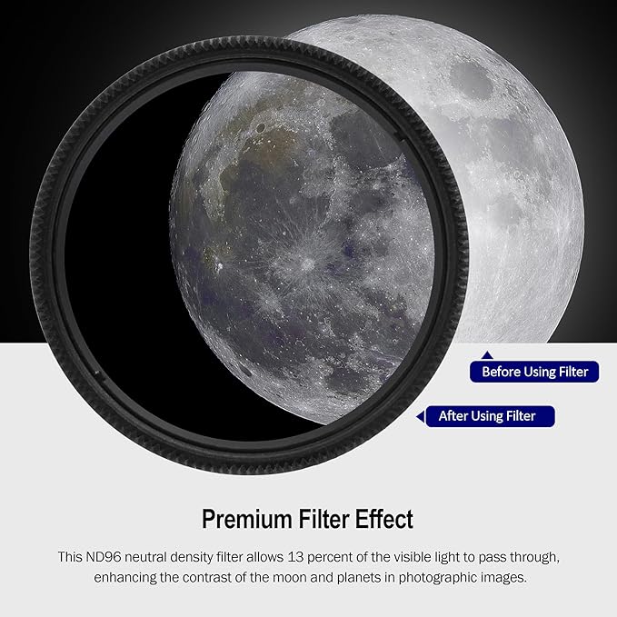 Astromania Telescope Filter Set for 1.25 Inch Eyepiece&Astronomical Telescopes, 7 Pcs Telescope Accessories Color Filter Kit Include Red Yellow Green Blue Moon Filters for Planetary Lunar Observation