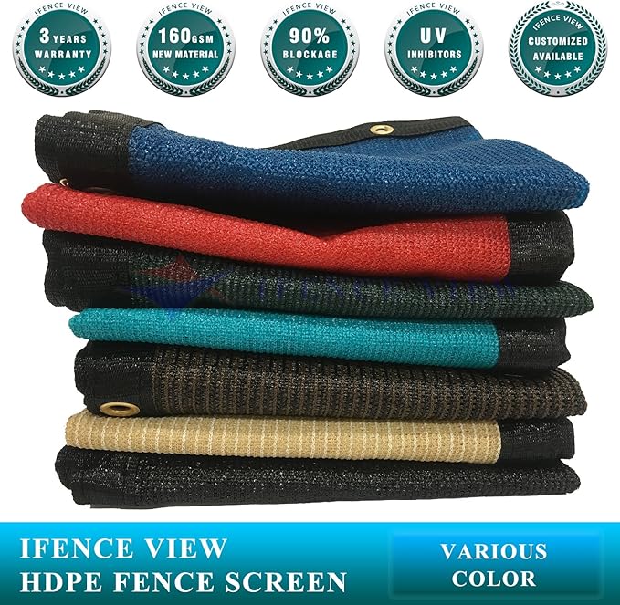 Ifenceview 6'x1' to 6'x100' Brown Shade Cloth Panels Fence Privacy Screen Fabric Mesh Net for Construction Site Yard Driveway Garden Railing Pool Balcony Canopy Awning 160 GSM (6' x 80')