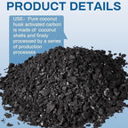Timgle Bulk Water Air Filter Activated Charcoal Coconut Hull Granular Activated Carbon 10-18 Mesh Water Distiller Charcoal Filters Media for Filtration(20 Lbs)