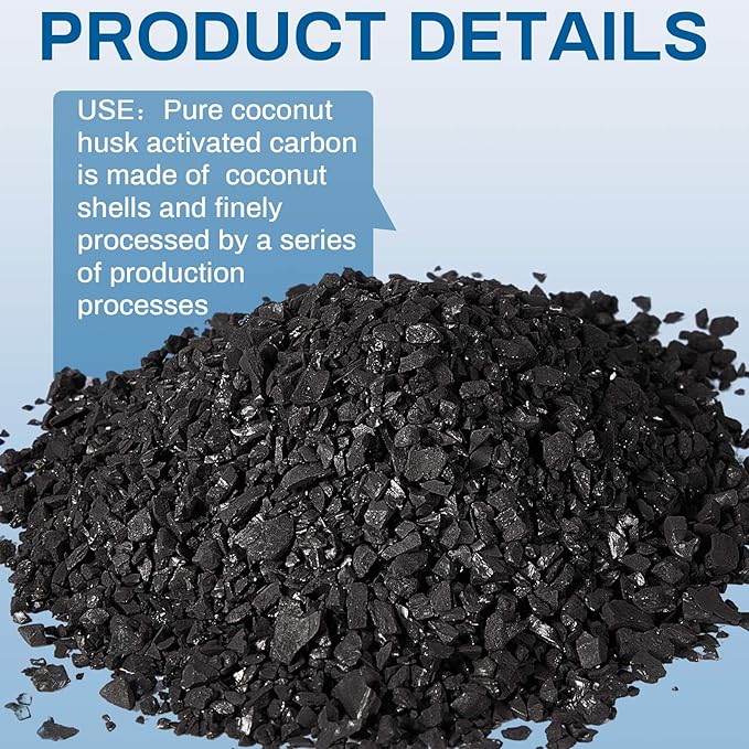 Timgle Bulk Water Air Filter Activated Charcoal Coconut Hull Granular Activated Carbon 10-18 Mesh Water Distiller Charcoal Filters Media for Filtration(30 Lbs)