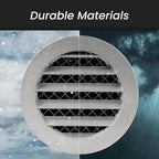 Repa Market 8" Inch Scratch Resistant Black Soffit Air Vent Cover - Aluminum Louvered Round Gable Vent with Mesh Screen - Exhaust/Intake Ventilation Grill for House - Outdoor Metal Duct Grate