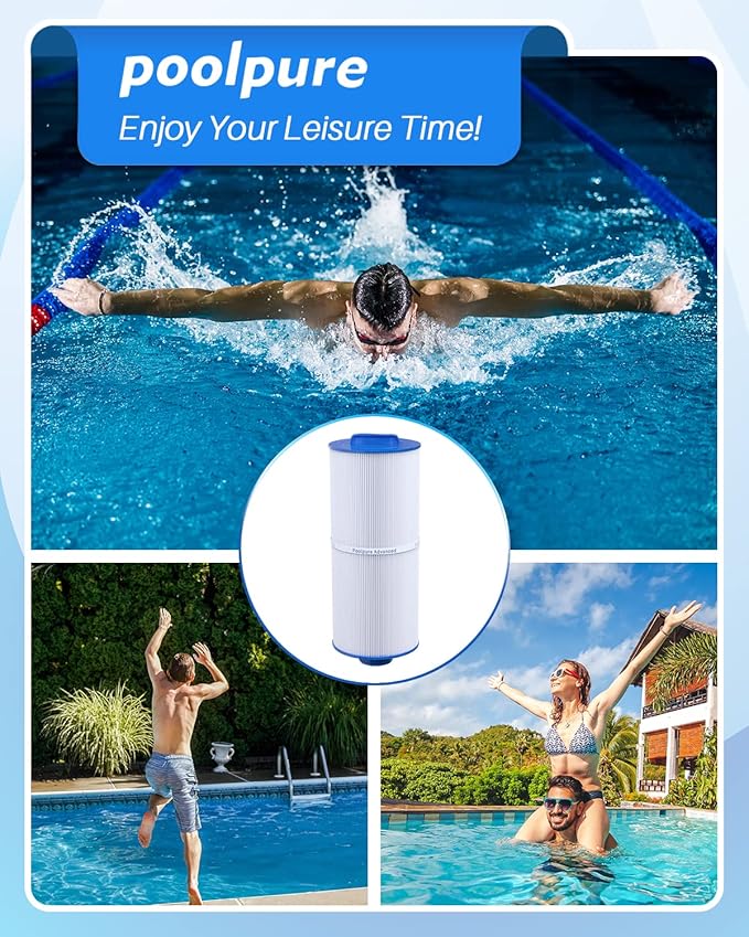 POOLPURE PLF6CH-960 Spa Filter Replaces PJW60TL-F2S, Jacuzzi Filters J-300, J400, Filbur FC-2800, 6540-476, 6540-383, Hot Tub Filter with Closed Handle(Not be Removed) 1PACK