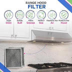 Stove Hood Vent Filter 10.5" x 8.8" 41F 97007696 Fit's Nutone & Broan Range Hood Filter Replacement for Ductless Exhaust Fan - Mesh Screen Filters Grease & Carbon Freshens Kitchen Oven Air (1-Pack)