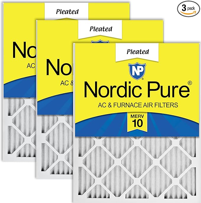 Nordic Pure 18x24x1 (Actual Size: 17 1/2 x 23 1/2 x 3/4) Pleated MERV 10 Air Filters 3 Pack