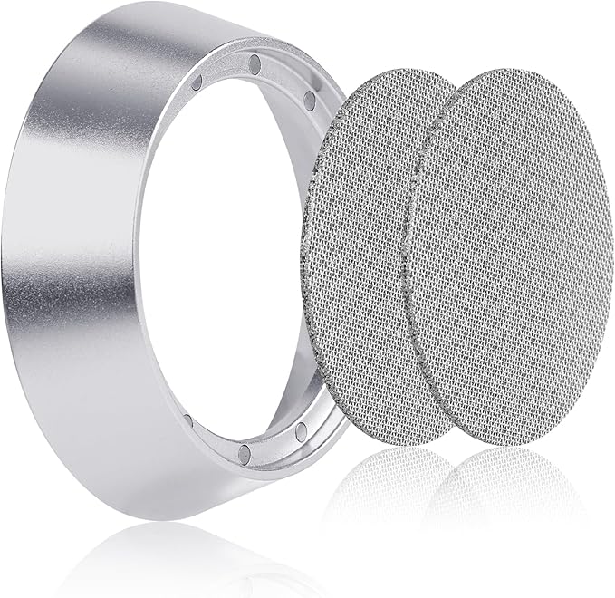 54mm12 Magnetic Dosing Funnel, Espresso Dosing Funnel Aluminum Magnetic Portafilter Funnel with 2 Mesh Filter Coffee Dosing Ring for Kitchen Coffee Shop