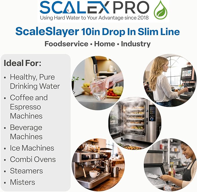 ScaleSlayer 10in Slim Line Drop In, High Capacity (up to 10,000 gals) Water Filter Replacement, Prevents, Removes scale buildup, Fits Traditional 10in Drop In Slim Line Systems (SXP-1027)