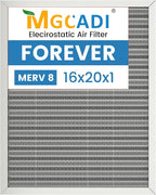 16x20x1 HVAC Furnace Air Filter, Lasts a Lifetime, Washable, Merv 8, the Last HVAC Filter You Will Ever Buy, Breathe Safely at Home or in the Office,Actual Size:15.5x19.5x0.82 Inch)