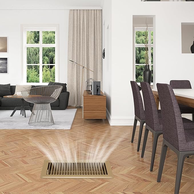 VOISEN Floor Register 4x12, 2 Pack Floor Vent Covers, Steel Adjustable Air Supply Grille Register Vent Cover Grill for Sidewall and Floor, Vent Covers for Home Floor,Brown