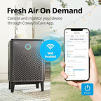 COWAY Air Purifier for Large Room Whole Home Up to 3,120ft², HEPA Filter for Smoke, Allergies, Pet Dander, Odor, App-Enabled, AQI, Smart Mode, Timer, 5yr Warranty, Airmega 400S Graphite