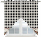 Swag Curtain Valances for Kitchen Windows,Farm Wooden House Black Buffalo Plaid Short Rod Pocket Window Valance,Western Star Swag Topper for Bedroom Living Room,2 Panels 28x36in