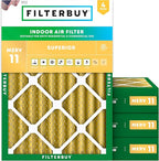 Filterbuy 18x25x4 Air Filter MERV 11 Superior Pet & Allergy Defense (4-Pack), Electrostatic Pleated HVAC AC Furnace Filters Replacement, Made in USA (Actual Size: 17.50 x 24.50 x 3.63)