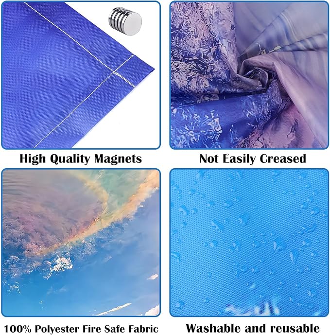 4 Pcs Fluorescent Light Covers - Classroom, Office 4 x 2 Feet Flame Retardant Magnetic Covers for Ceiling Lights Filters (Blue Sky - Rainbow)