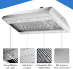 CT Copper Tailor Built-in Range Hood Insert Vent 48 Inch, 1150 CFM with 4-Speed Fan, LED Light, Dishwasher-safe Baffle Filter,Stainless Steel