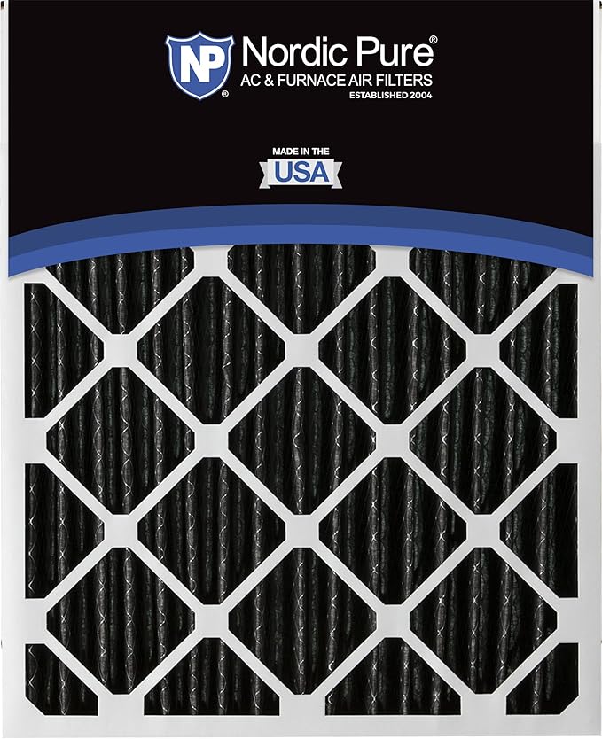 Nordic Pure 25x25x2 (Actual Size: 24 1/2 x 24 1/2 x 1 3/4) Pure Carbon Pleated Odor Reduction Merv 8 Furnace Filters 3 Pack