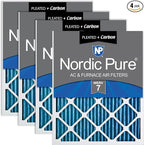 Nordic Pure 20x30x1 (Actual Size: 19 5/8 x 29 5/8 x 3/4) Pleated Air Filters MERV 7 Plus Carbon 4 Pack