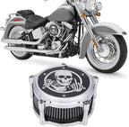Motorcycle Air Cleaner Skull Style Air Filter with Dustproof Protective Cover Kit for Harley Davidson Touring Trike 2008-16 Softail 2016-17 Dyna 2017 (Chrome)