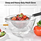U-Taste Medium Fine Mesh Strainer: 18/8 Stainless Steel 4.73in 30 Mesh Kitchen Food Sieve with Sturdy Riveted Silicone Handle, Heavy Duty Deep Handheld Metal Colander for Rice, Quinoa, Flour (Black)