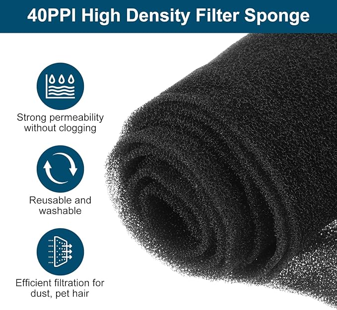 PATIKIL 39" x 39" x 0.1" Air Conditioner Filter Replacement, 2Pcs Washable Reusable Cut to Fit Foam Filter Air Filter for RV AC Vent Window Purifiers Computer, 40PPI