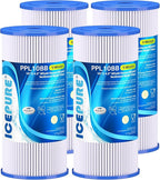 ICEPURE 5 Micron 10" x 4.5" Whole House Sediment Pleated Water Filter Replacement for GE FXHSC, Culligan R50-BBSA, Pentek R50-BB, DuPont WFHDC3001, W50PEHD, GXWH40L, GXWH35F for Well Water, 4PACK