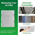 16x20x1 Air Filter Electrostatic Filter Reusable Washable HVAC AC Furnace Filter,MERV 8,Lasts a Lifetime, Healthier Home or Office(Actual Size:15.5x19.75x0.8 Inch)