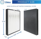 Dista Filter - True Hepa H13 Filter Compatible with LEVOIT EverestAir Air Purifier with 3-in-1 True HEPA, High-Efficiency Activated Carbon, Part # LRF-E551-WUS - Pack of 1