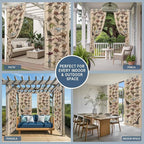 Vintage Outdoor Curtains for Patio Dinosaurs Biographies Retro Waterproof Outside Curtains with Grommet Top Weatherproof Curtain for Cabana Pergola Gazebo, 1 Panel, 54" W x 95" L