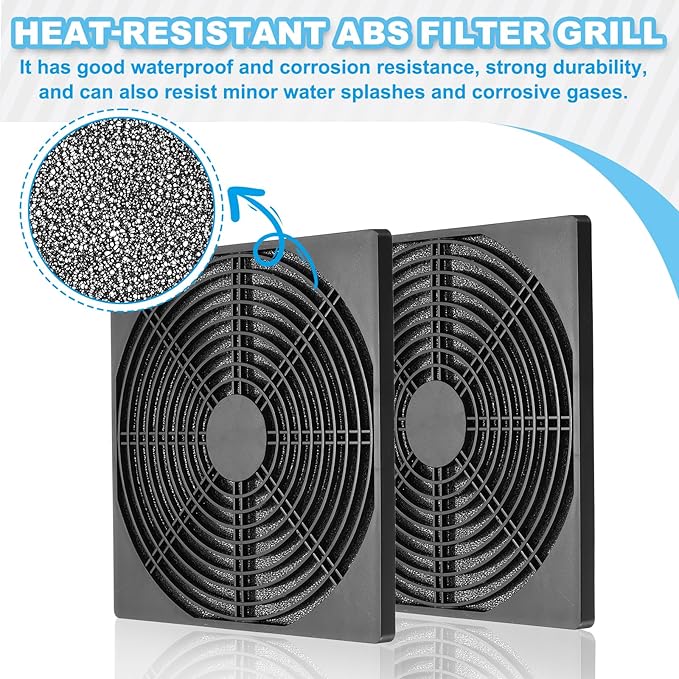 PATIKIL 200mm Fan Filter Grill, 3 Pcs Plastic Ventilation Dustproof Grill Cover Cooling Ventilator with Screws for Industry Workshop Computer Case Refrigerators Air Conditioning, Black